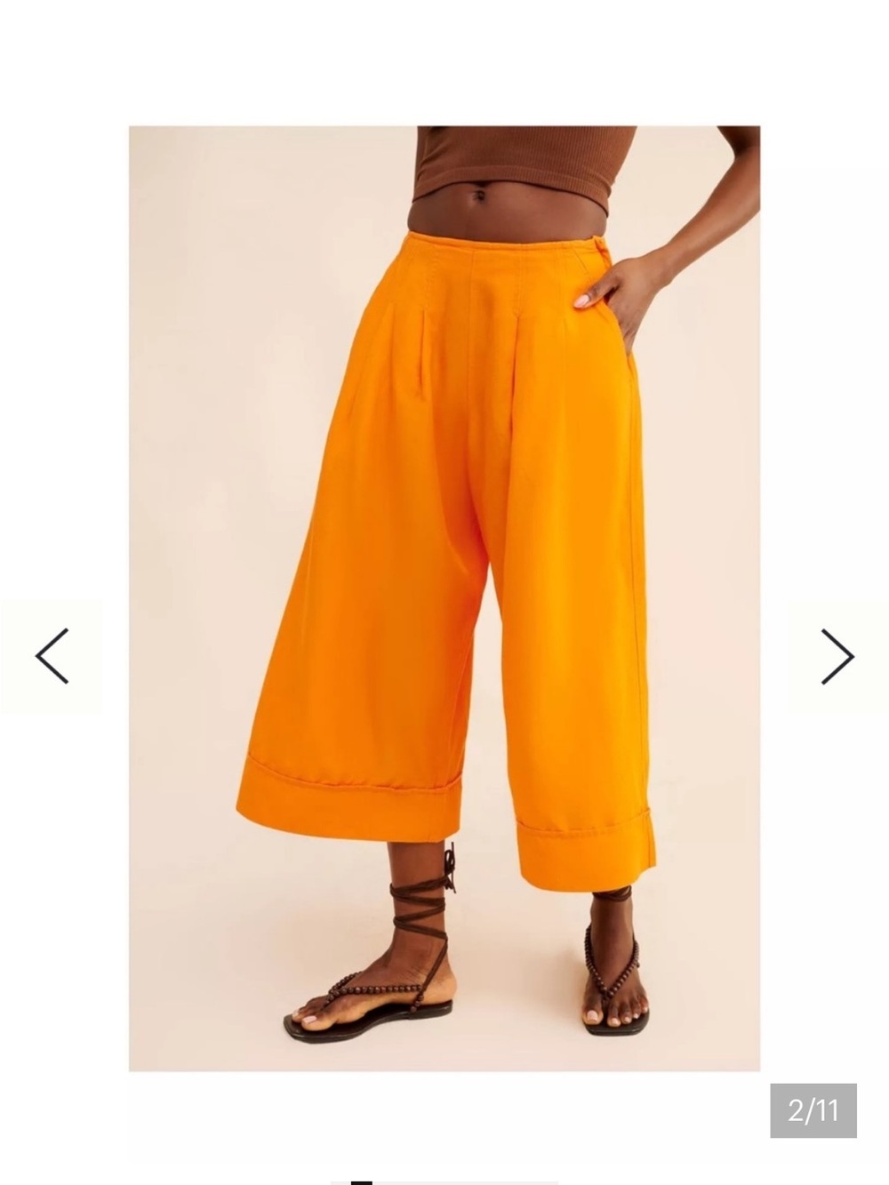 Anthropologie Maeve mango orange colored culottes